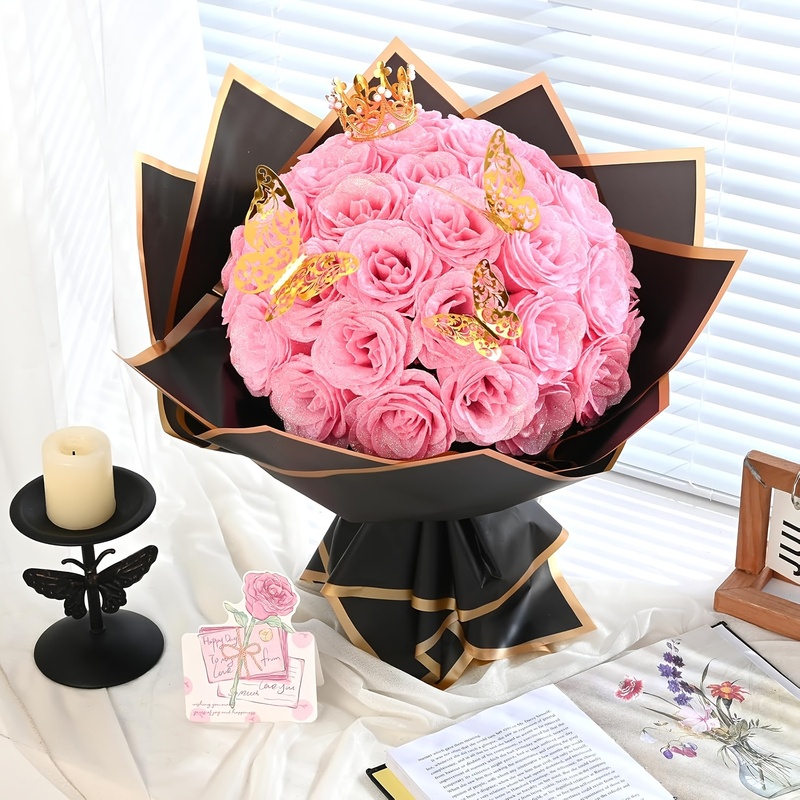 Florist Supply Bulk - 24 buah rangkaian bunga mawar berkilauan,