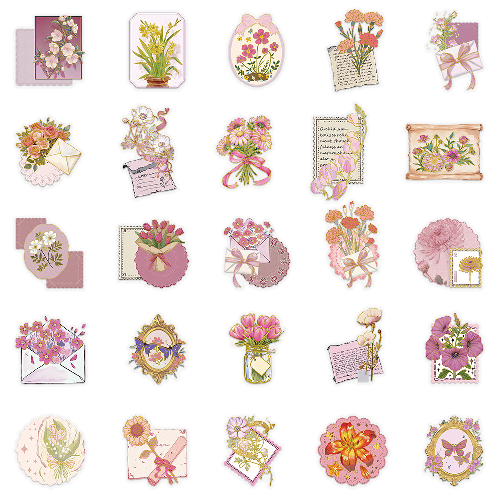 50/100 Pcs Stiker Bunga PET Tr - Florist Supply Vases ulasan dan harga