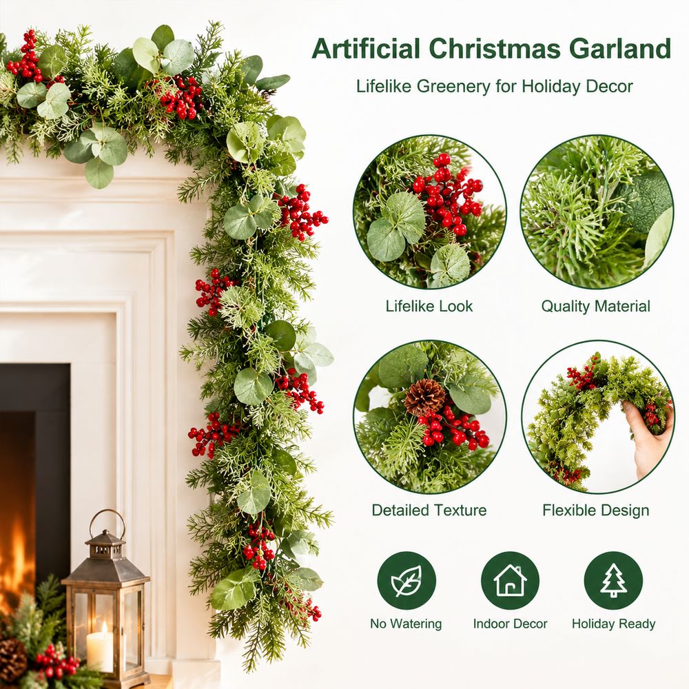 5,9 kaki panjang, hiasan Natal - Eucalyptus Preserved ulasan dan harga